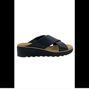 Clarks Collection Wedge Slide Sandals Jillian Gem Black Womens Size 8